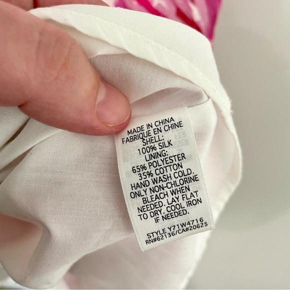 Vintage Guess Y2K Silk Babydoll Sundress Pink Floral Fit and Flare Size Small - Picture 10 of 12